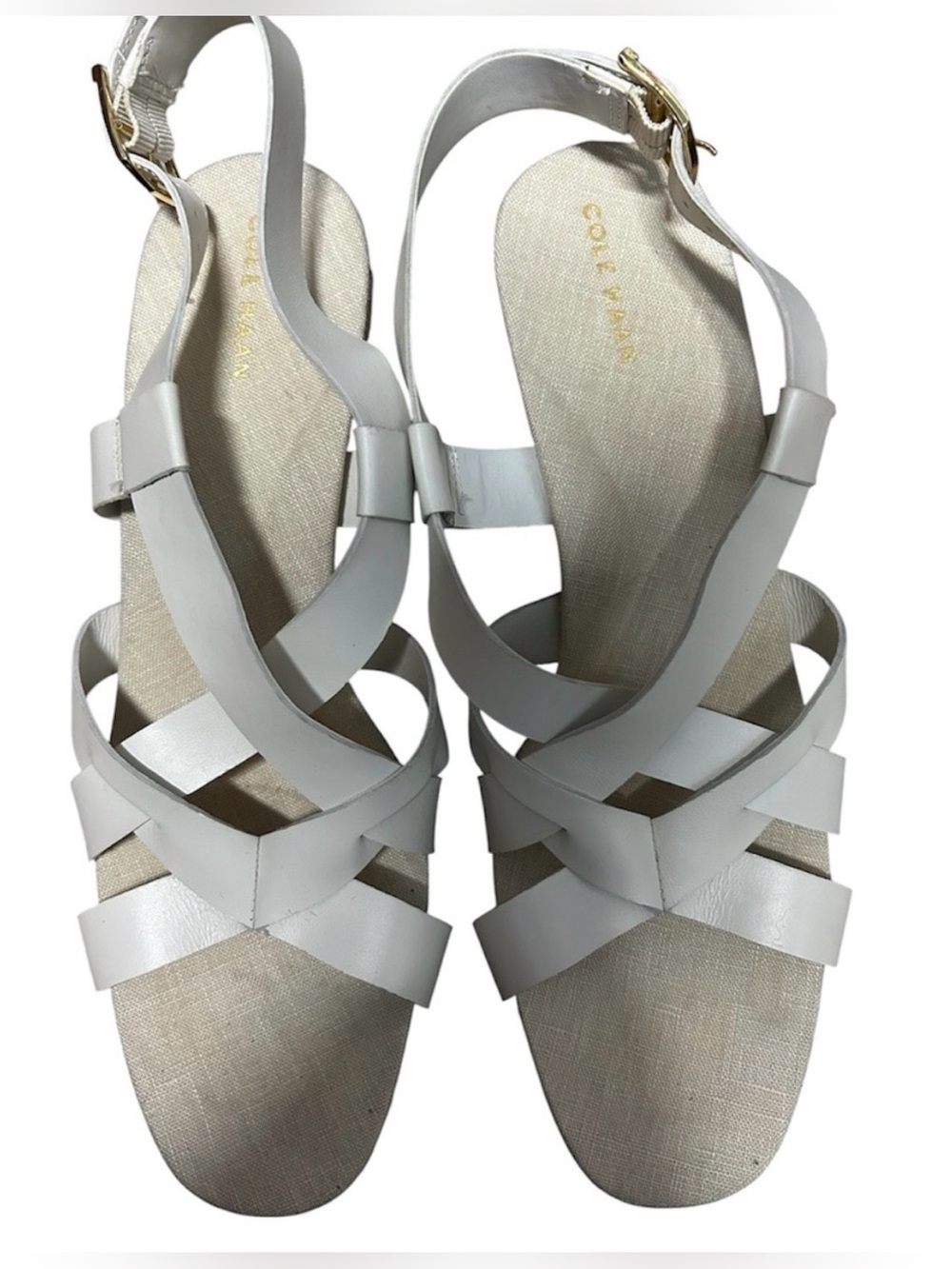 Cole Haan White Crystal Espadrille Wedge Sandals - Sz 10